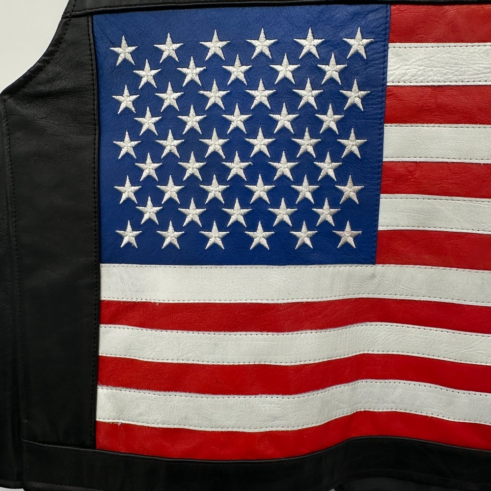 Interstate‎ Leather American Flag Vest Mens Size Large Biker Rebelcore Patriotic - Picture 8 of 15